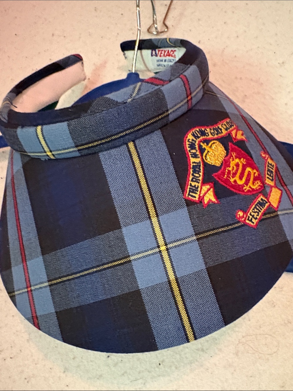 Vintage Royal Hong Kong Golf Club Plaid Visor Festina Lente Texace USA Made